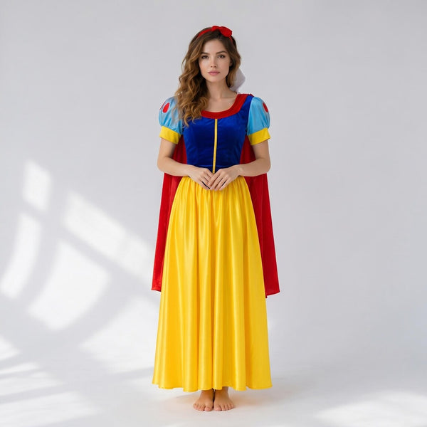 Fairytale Princess Style Costume Dress for Women | Storybook Character Outfit | Adult Cosplay Dress with Cape & Headband