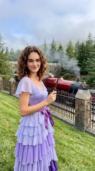 Hermione Yule Ball Dance Dress | Wizard Ball Gown Cosplay Costume | Pink & Lavender Fairy Formal Dress
