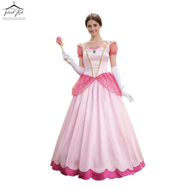 Princess Daisy Costume | Princess Peach Costume | Fairytale Princess Gown for Women | Halloween Cosplay Dress