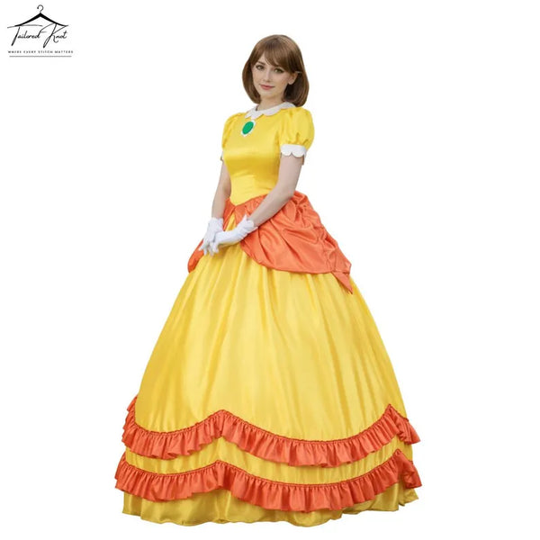 Princess Daisy Costume | Princess Peach Costume | Fairytale Princess Gown for Women | Halloween Cosplay Dress