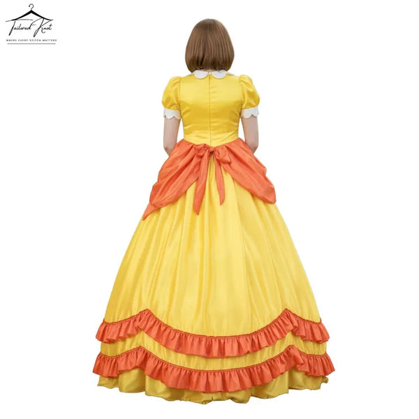 Princess Daisy Costume | Princess Peach Costume | Fairytale Princess Gown for Women | Halloween Cosplay Dress