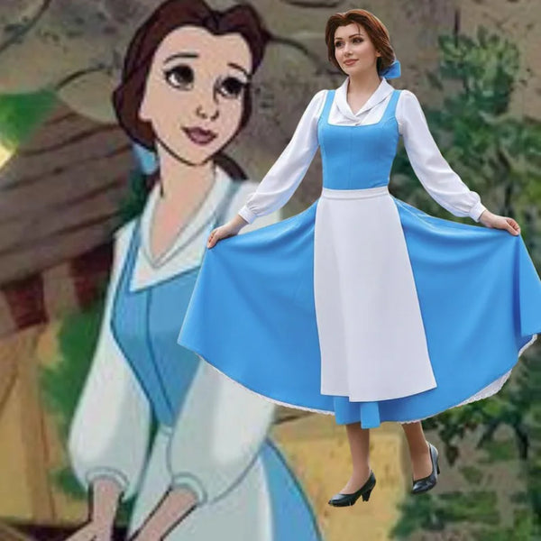 Women’s Disney Beauty and the Beast Belle Blue Dress Costume | Princess Village Dress - comic con Cosplay