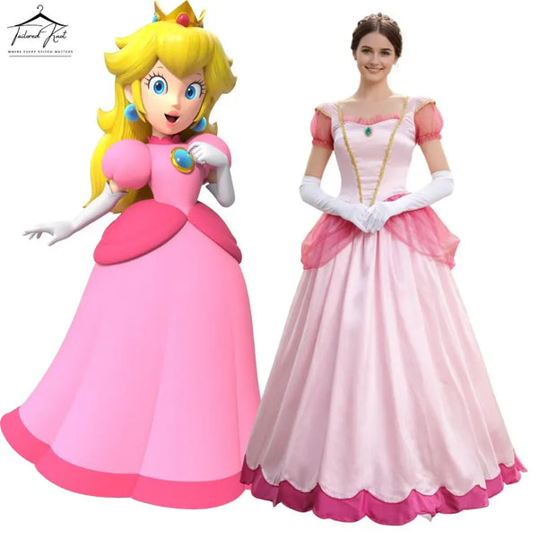 Princess Daisy Costume | Princess Peach Costume | Fairytale Princess Gown for Women | Halloween Cosplay Dress