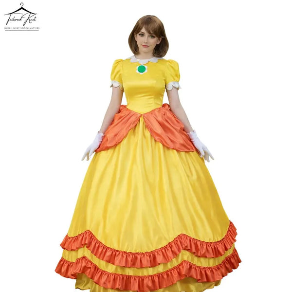 Princess Daisy Costume | Princess Peach Costume | Fairytale Princess Gown for Women | Halloween Cosplay Dress