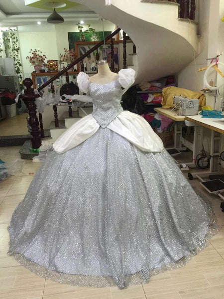 Silver Sparkly Cinderella Cinderella Adult Princess Costume Cosplay Inspired Costume