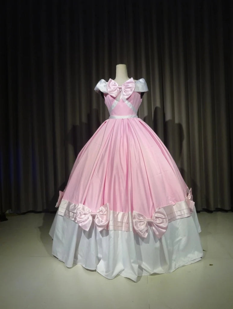 cinderella pink dress cosplay Women Girls Sleeping Beauty for Adult Off the Shoulder Short Sleeves Floor Length Dress Costume make size Add note your Bust Cinderella Pink Dress Inspired Princess