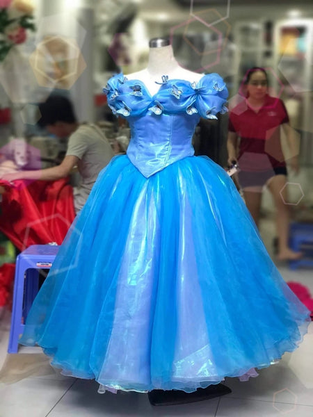 Knee length Cinderella Cinderella Live Actions InspiredShort Cinderella Dress Blue Offshoulder dress