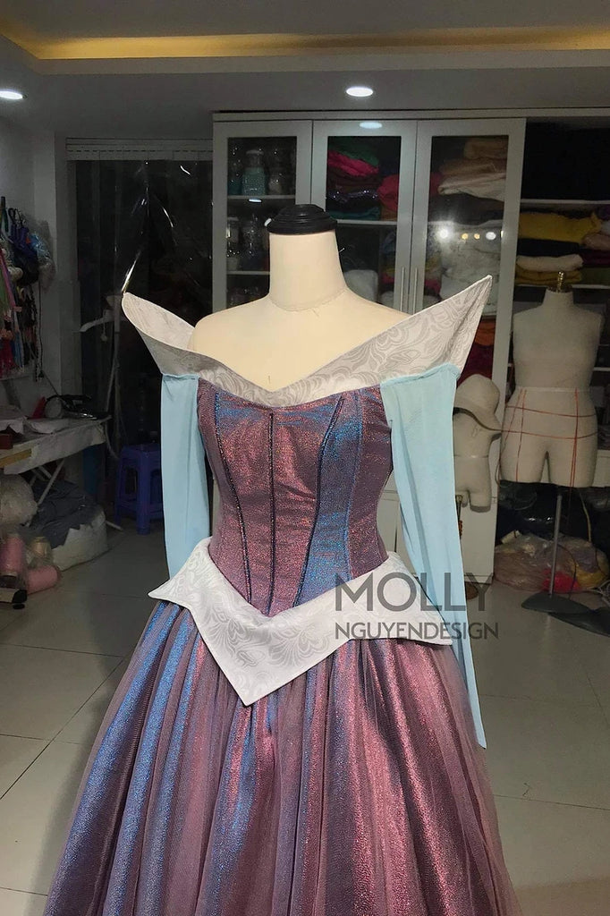 sleeping beauty pink blue dress Sleeping Beauty Aurora Dress Change Color Adult Costume Pink Blue Slee – Mermaidcosplay