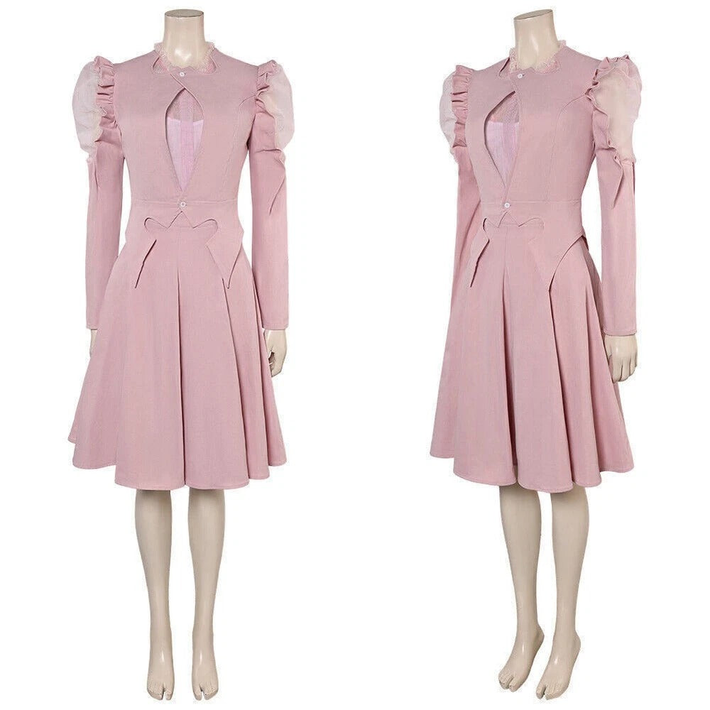Glinda Cosplay Costume Halloween party Glinda Wicked Pink Puffy Sleeve Dress set