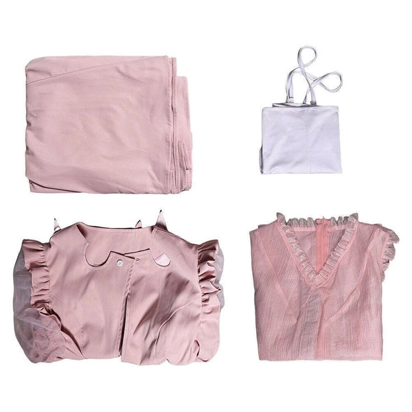 Glinda Cosplay Costume Halloween party Glinda Wicked Pink Puffy Sleeve Dress set
