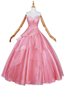 Wicked Glinda Cosplay Costume Women Pink Dress Outfit Wedding Dress + Crinoline