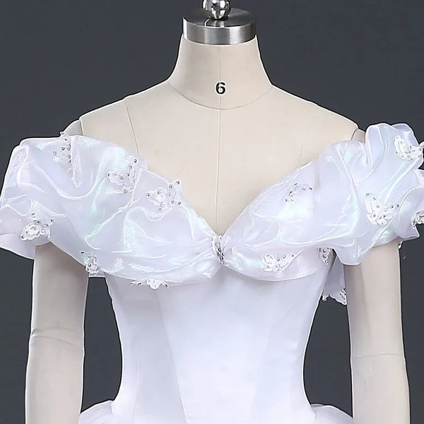 Princess Cinderella White Cosplay Costume Adult Wedding Dress Halloween Women Costume Dress