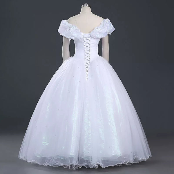 Princess Cinderella White Cosplay Costume Adult Wedding Dress Halloween Women Costume Dress