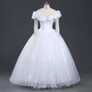Princess Cinderella White Cosplay Costume Adult Wedding Dress Halloween Women Costume Dress