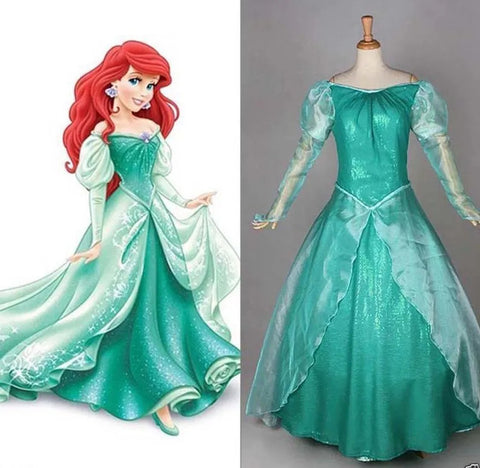 The Little Mermaid Ariel Cosplay Costume Ariel Green dress costume Women Halloween Costume