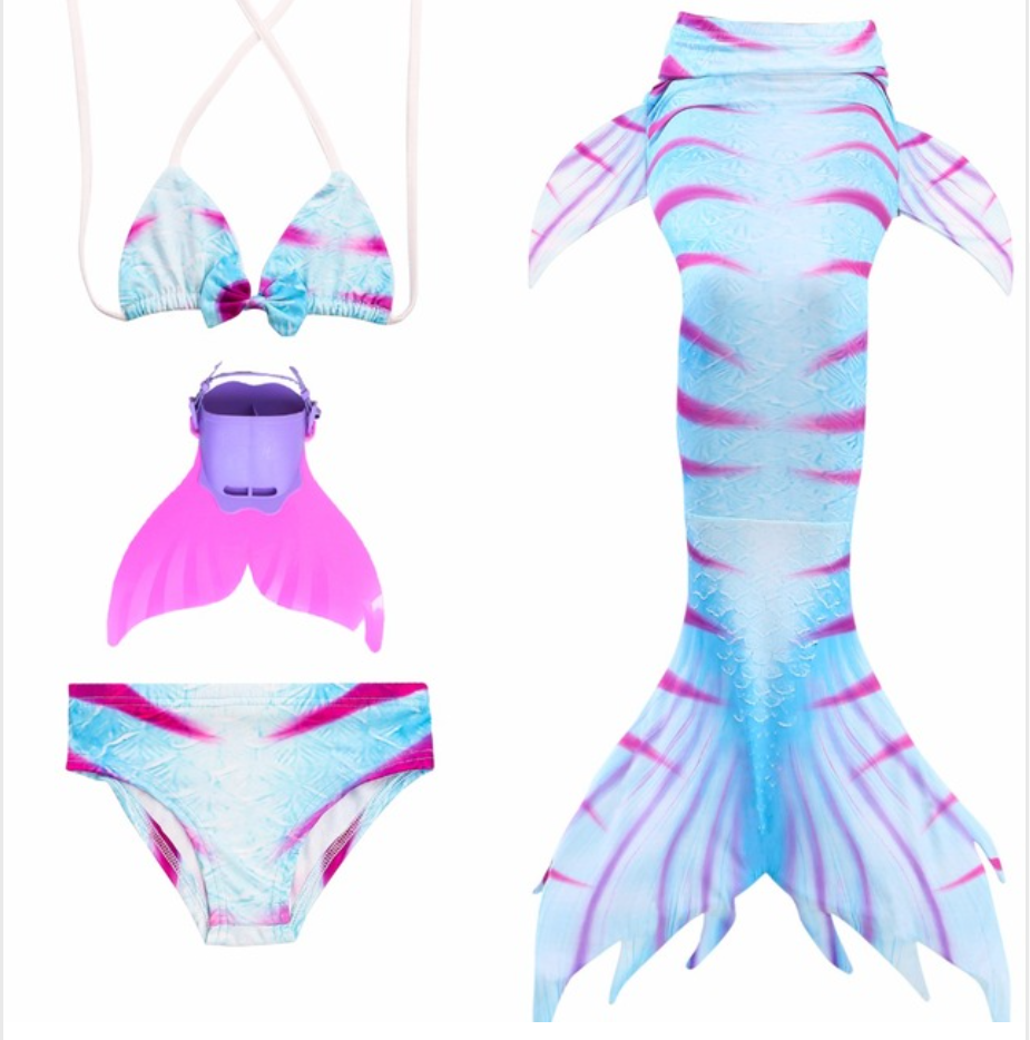 Kids Mermaid Swimming Tail Swimsuit Cosplay Mermaid Tails A with Fins Monofin Flipper for Girls