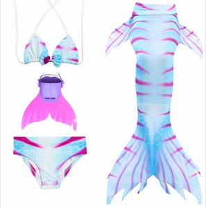 Kids Mermaid Swimming Tail Swimsuit Cosplay Mermaid Tails A with Fins Monofin Flipper for Girls