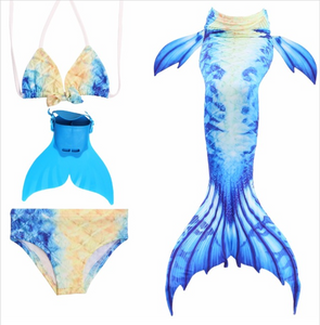 Kids Mermaid Swimming Tail Swimsuit Cosplay Mermaid Tails C with Fins Monofin Flipper for Girls