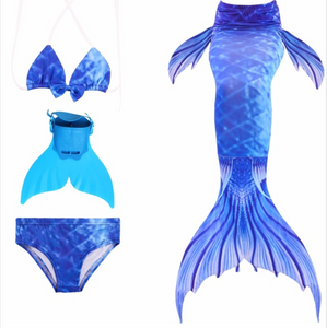 Kids Mermaid Swimming Tail Swimsuit Cosplay Mermaid Tails D with Fins Monofin Flipper for Girls