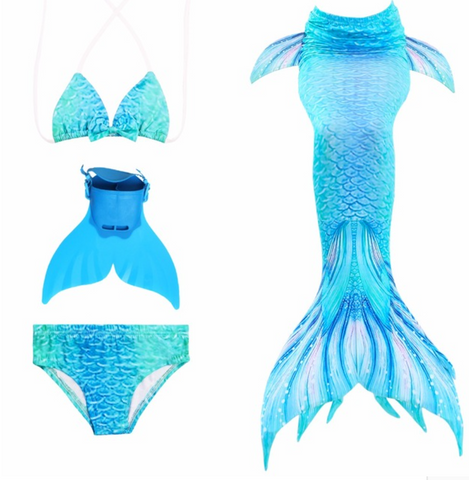 Kids Mermaid Swimming Tail Swimsuit Cosplay Mermaid Tails E with Fins Monofin Flipper for Girls