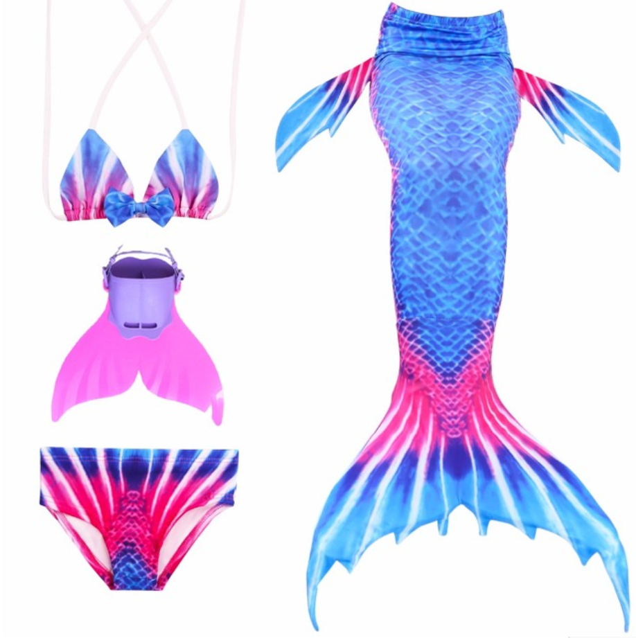 Kids Mermaid Swimming Tail Swimsuit Cosplay Mermaid Tails G with Fins Monofin Flipper for Girls