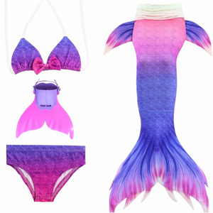 Kids Mermaid Swimming Tail Swimsuit Cosplay Mermaid Tails I with Fins Monofin Flipper for Girls