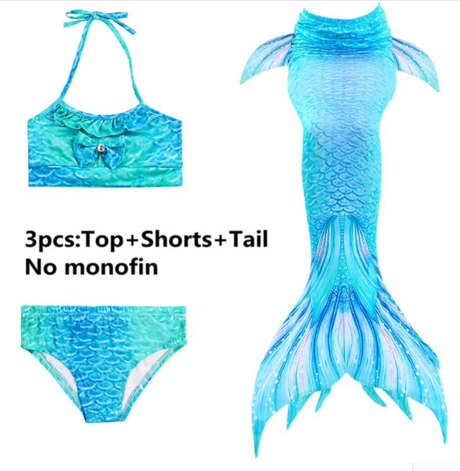 Girls Cosplay Mermaid Tail Swimwear Bikini Summer Swim Dress Cosplay C Mermaid Tails