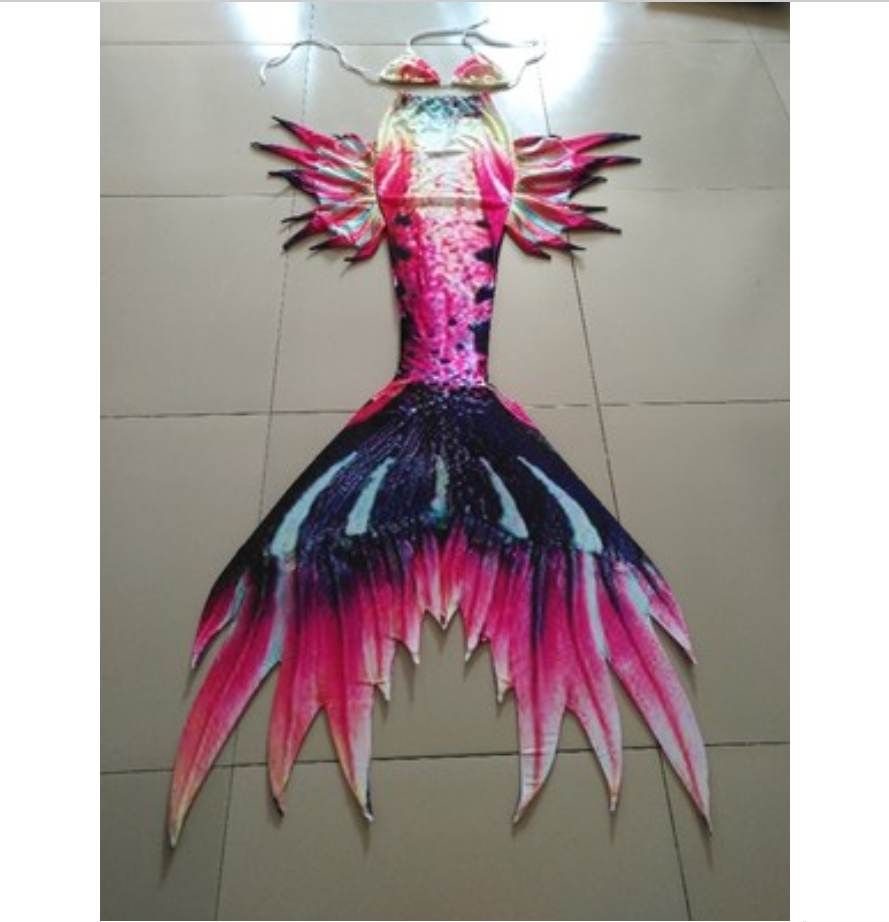 Swimmable Mermaid Red and Black Mythic Tails with full Fin Set for Adults Women include Monofin