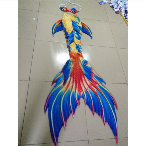 Yellow, Red and Blue well combination Swimmable Mermaid Tails for Adults Women with Monofin