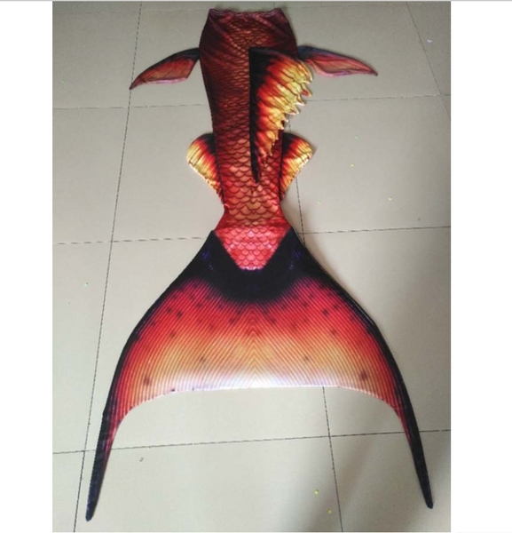 Fabric Orange and Black combination Swimmable Mermaid Tails for Adults Women with Monofin