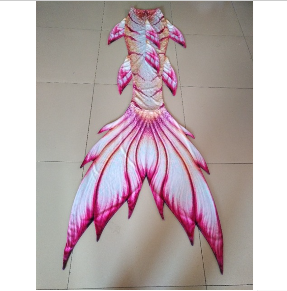 Swimmable Mermaid White for the bottom, gold for the embellishment, pink hooks Tails for Adults Women with Monofin