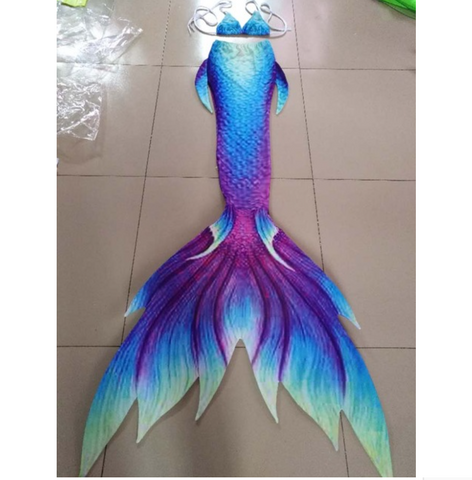 Ombre Swimmable Mermaid Tail for Women with Monofin Bikini Suit Costume Adult