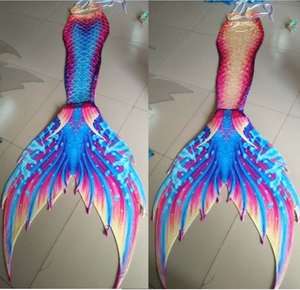 Swimmable Mermaid Tail Blue or Orange body and Colorful tail with Monofin for Adult Women