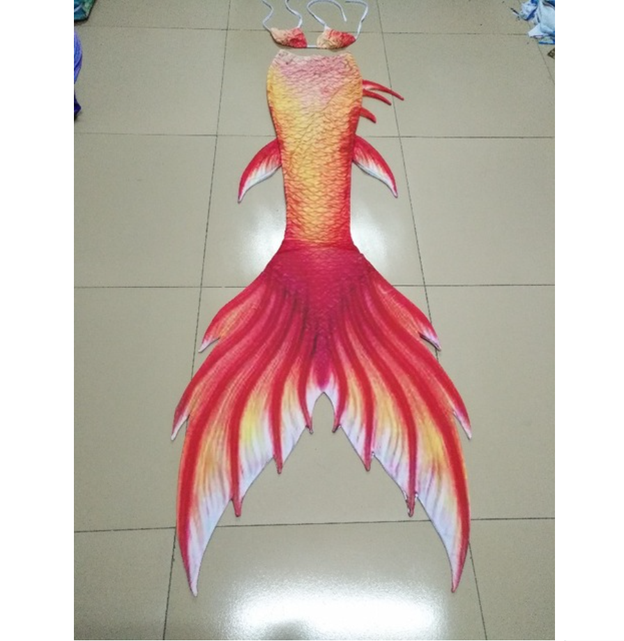 Red Swimmable Women's Mermaid Tails with Monofin Cosplay Costume for Adults