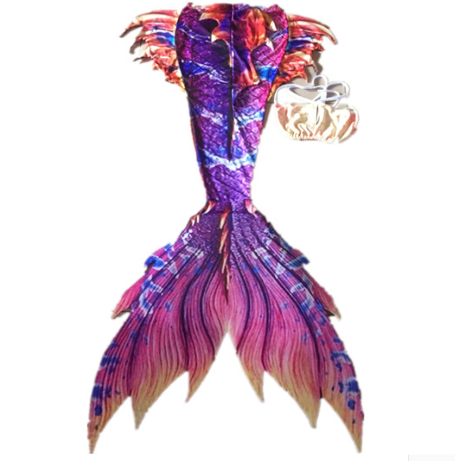Swimmable Mermaid Tails Purple is the main color, embellished with other colors for Adults Women with Monofin