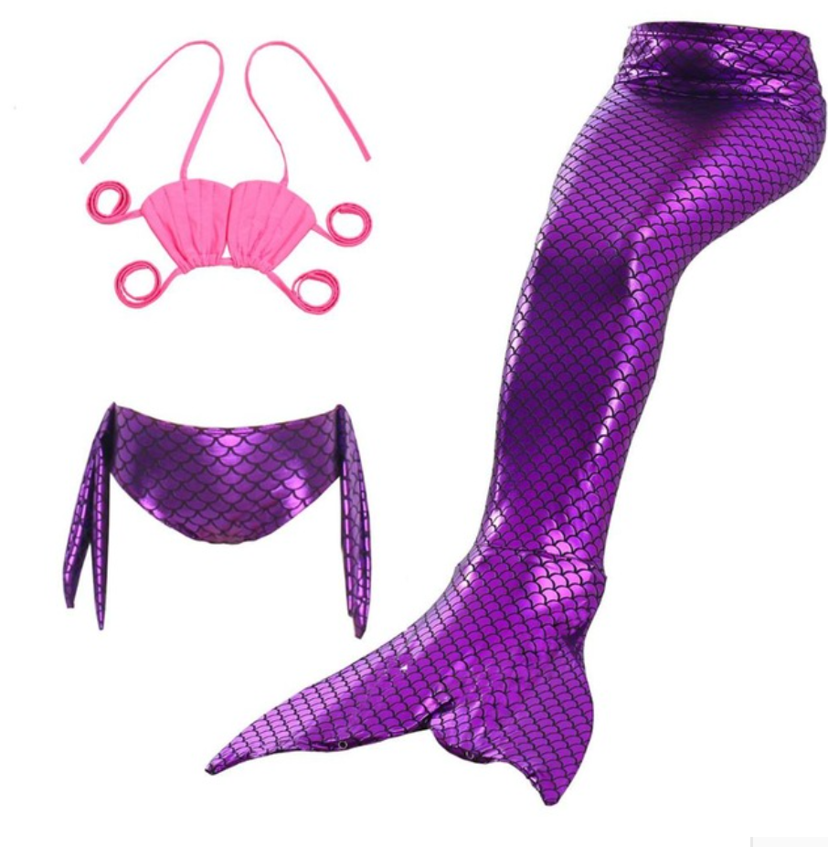 Best Swimmable Mermaid Tail Swimsuit Bikini for Kids Purple Mermaid Tail Girls Swimsuit
