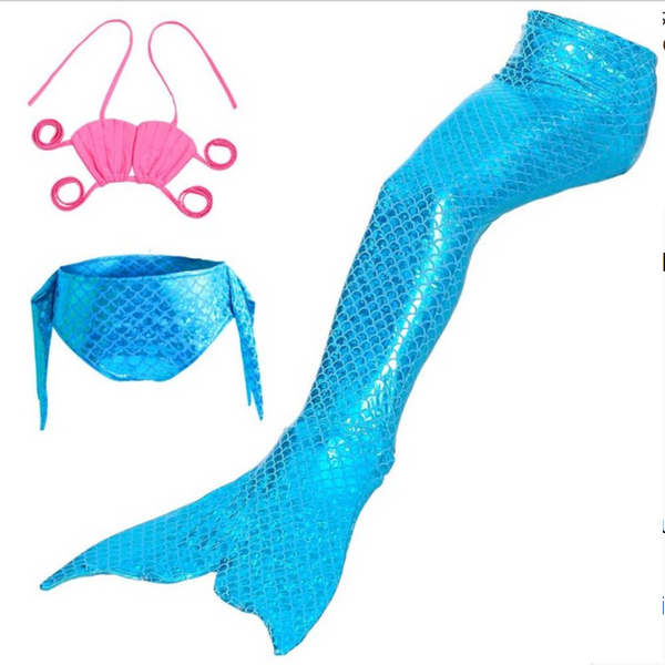 Best Swimmable Mermaid Tail Swimsuit Bikini for Kids Blue Mermaid Tail Girls Swimsuit