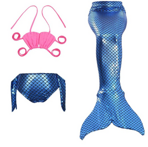Best Swimmable Mermaid Tail Swimsuit Bikini for Kids Dark Blue Mermaid Tail Girls Swimsuit