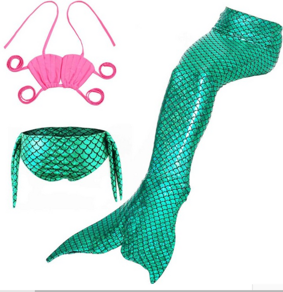 Best Swimmable Mermaid Tail Swimsuit Bikini for Kids Green Mermaid Tail Girls Swimsuit