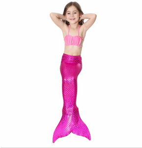 Best Swimmable Mermaid Tail Swimsuit Bikini for Kids Pink Mermaid Tail Girls Swimsuit