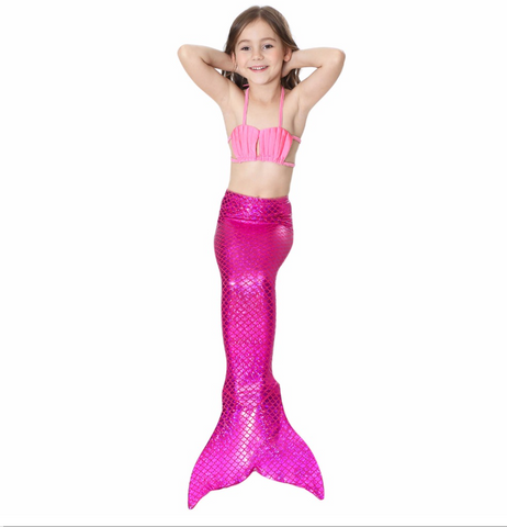 Best Swimmable Mermaid Tail Swimsuit Bikini for Kids Pink Mermaid Tail Girls Swimsuit