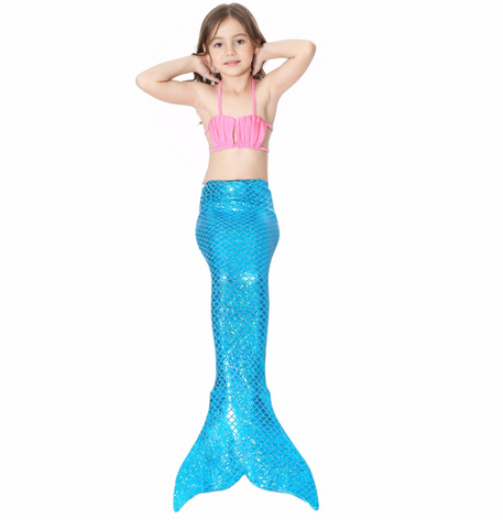 Best Swimmable Mermaid Tail Swimsuit Bikini for Kids Blue Mermaid Tail Girls Swimsuit