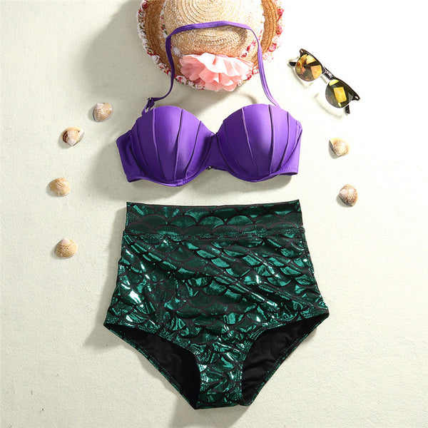 Mermaid Swimsuit Push up High Waist Bikini Set Sexy women swimwear for Adults