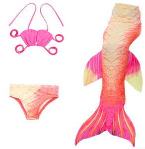 Cheap Mermaid Tail for Kids Swimmable Swimsuit Bikini Mermaid 3 Pieces Bikini Bathing Set K Children Summer Swimming Dress