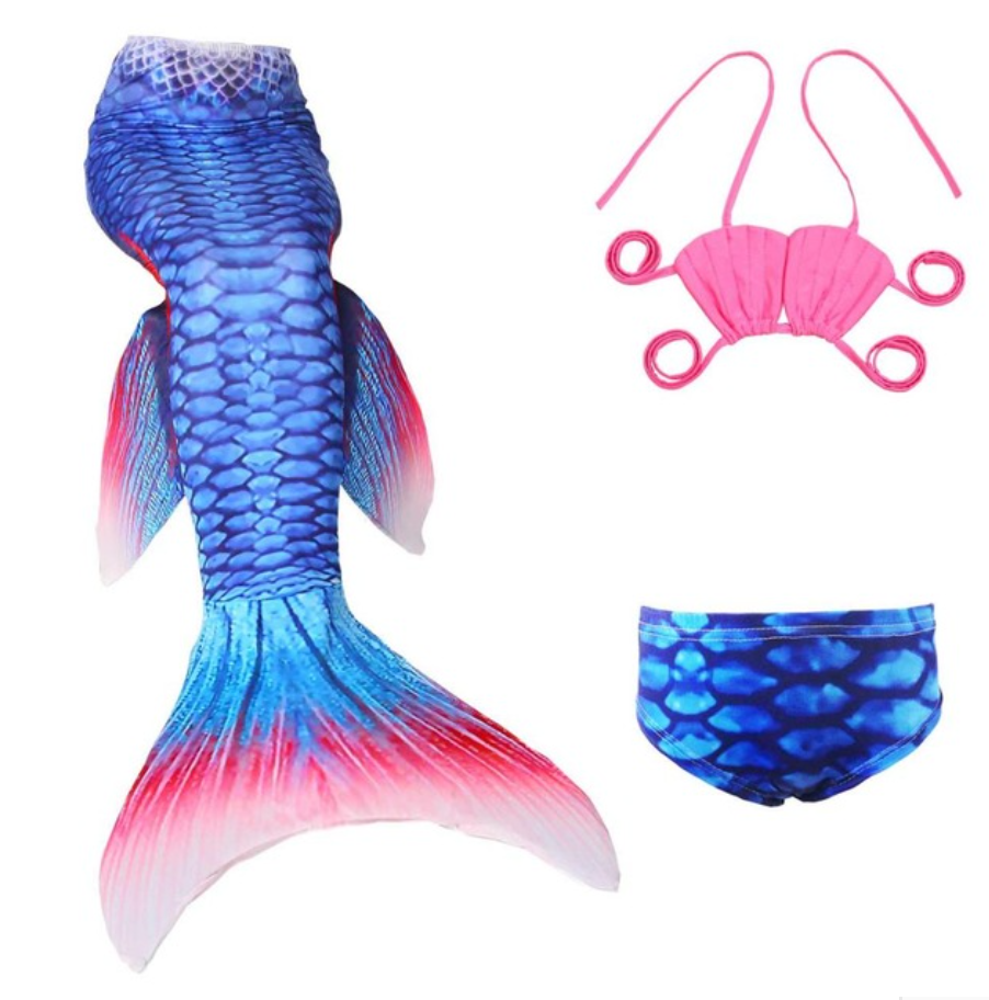 Cheap Mermaid Tail for Kids Swimmable Swimsuit Bikini Mermaid 3 Pieces Bikini Bathing Set B Children Summer Swimming Dress