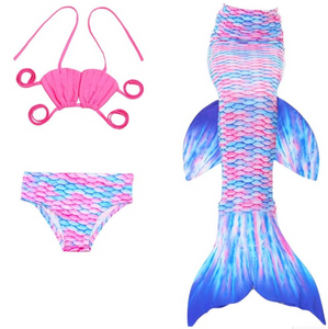 Cheap Mermaid Tail for Kids Swimmable Swimsuit Bikini Mermaid 3 Pieces Bikini Bathing Set A Children Summer Swimming Dress