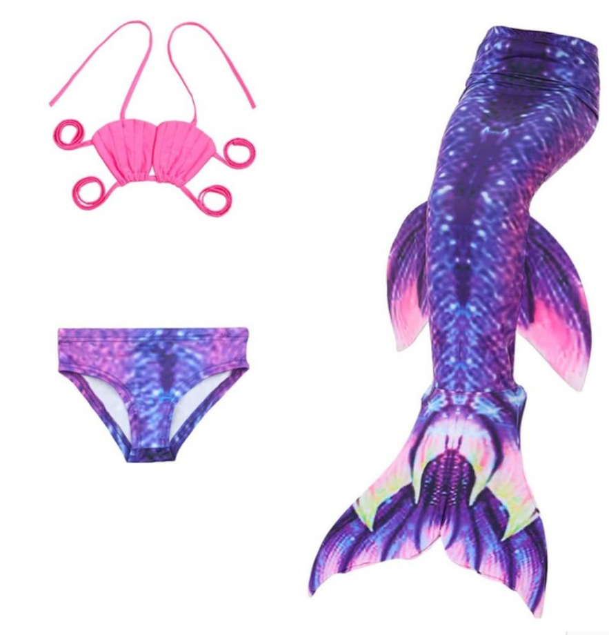 Cheap Mermaid Tail for Kids Swimmable Swimsuit Bikini Mermaid 3 Pieces Bikini Bathing Set C Children Summer Swimming Dress