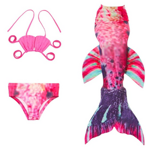 Cheap Mermaid Tail for Kids Swimmable Swimsuit Bikini Mermaid 3 Pieces Bikini Bathing Set D Children Summer Swimming Dress