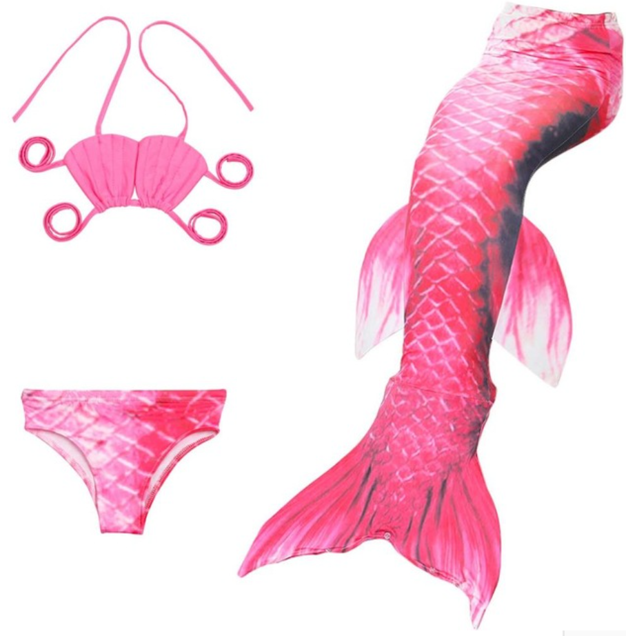 Cheap Mermaid Tail for Kids Swimmable Swimsuit Bikini Mermaid 3 Pieces Bikini Bathing Set E Children Summer Swimming Dress