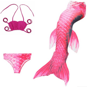 Cheap Mermaid Tail for Kids Swimmable Swimsuit Bikini Mermaid 3 Pieces Bikini Bathing Set F Children Summer Swimming Dress